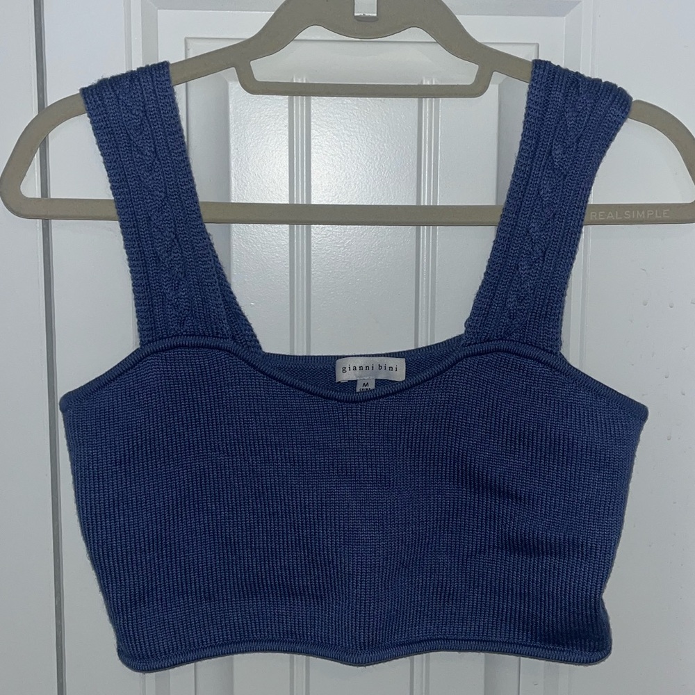 Gianni Bini Cable Knit Blue Crop Top